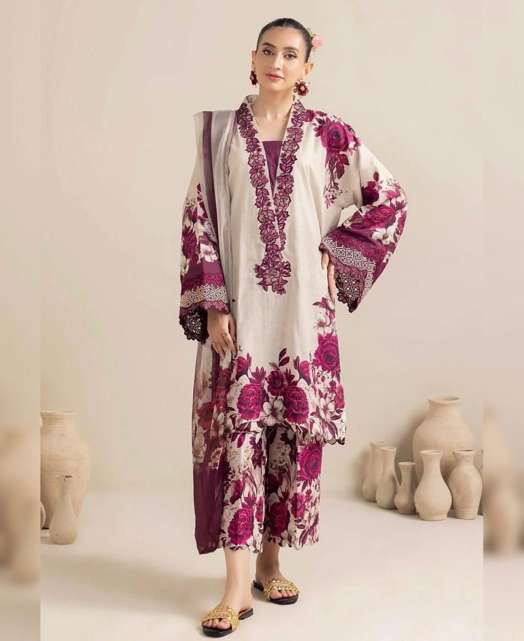 DIGITAL PRINTED SHAMOZ SILK 3 PIECE SUIT