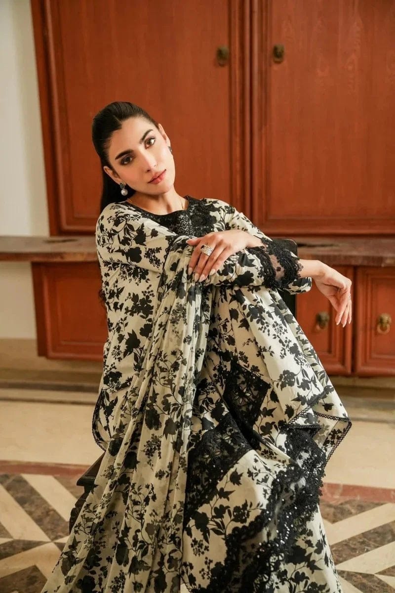 Luxury Lawn Stitched Suit 3 piece - 2025 - LE-08