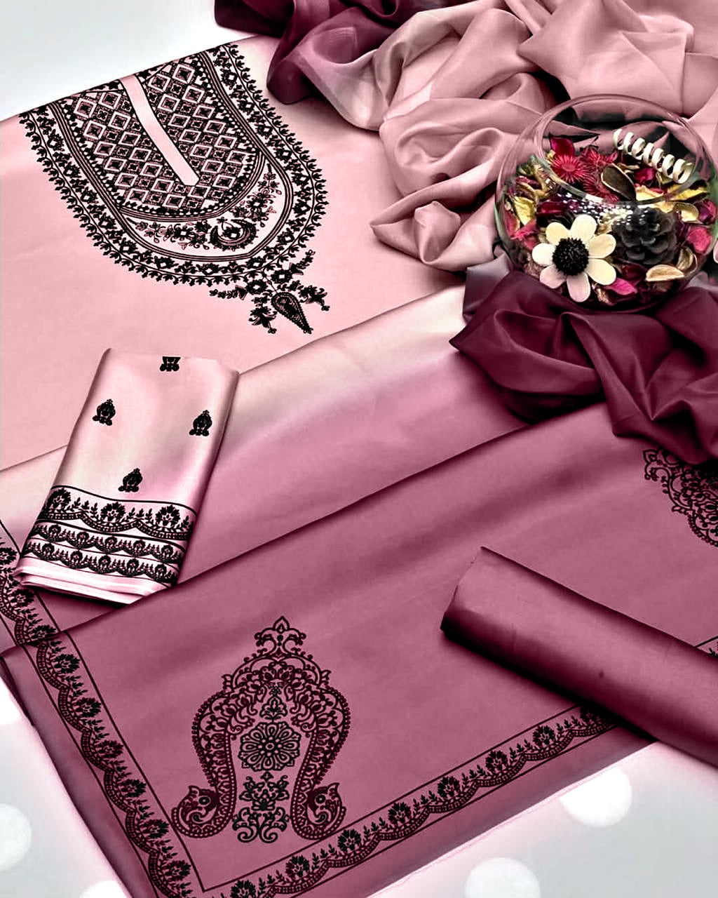 LUXURY SHAMOZ SILK SUIT 3PCS